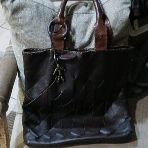 Chic Dark Brown Leather Tote Bag